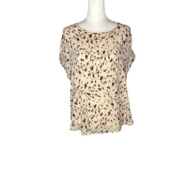 Maurices Tan Purple Short Sleeve Top Medium - Picture 1 of 3